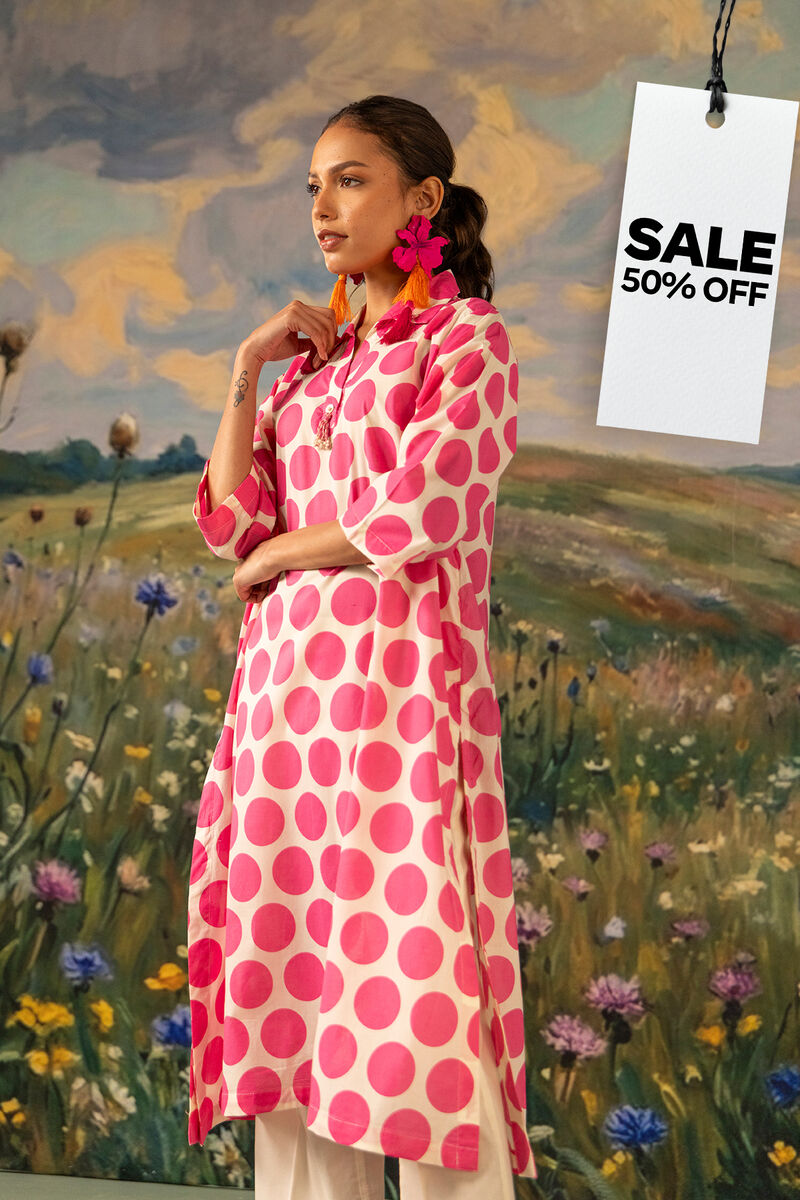 Printed | Cambric | V-Neck Cambric Kurta | USD 17.50