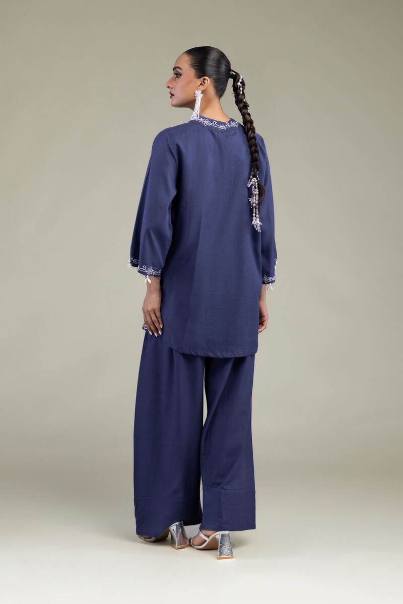 Embroidered | Raw Silk | Floral V-Neck Kurta | USD 55.00