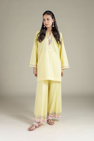 Embroidered | Textured Cambric | Floral Pants | USD 35.00