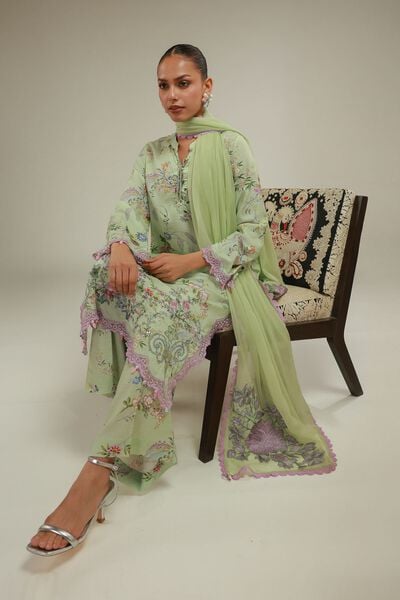 Embroidered | Raw Silk | Floral Longline Kurta | USD 60.00