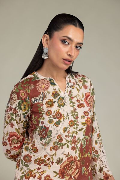 Embroidered | Cambric | Floral Cambric Kurta | USD 40.00