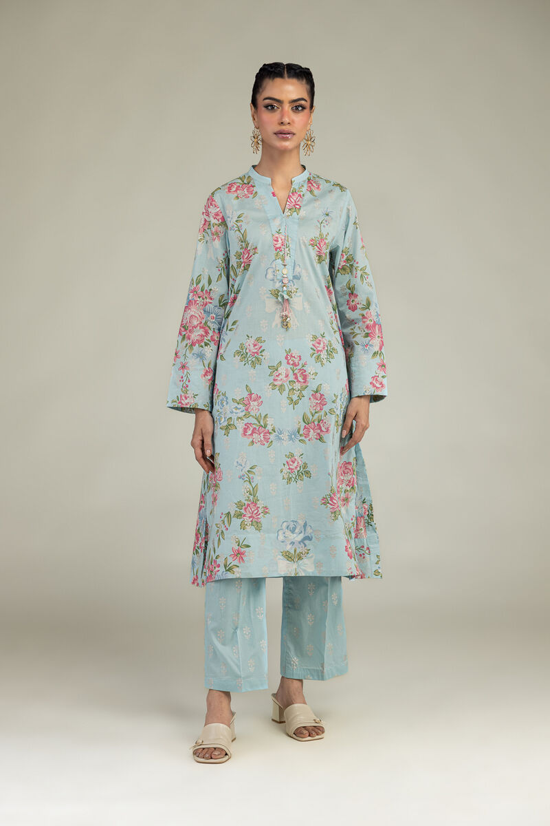 Printed | Cambric | Blue Floral Kurta | USD 35.00