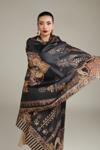 Embroidered | Polyester Silk | Black Printed Dupatta | USD 30.00