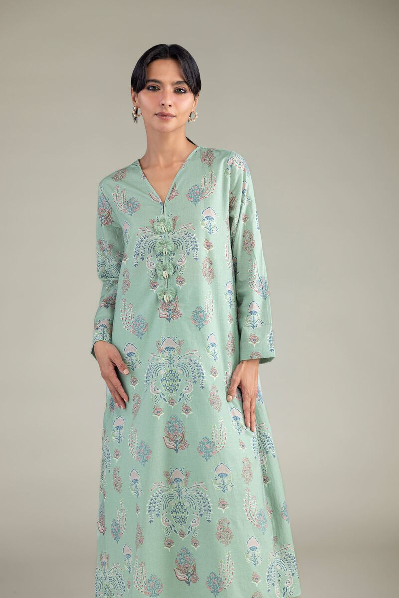 Cambric | Mint V-Neck Kurta | USD 35.00