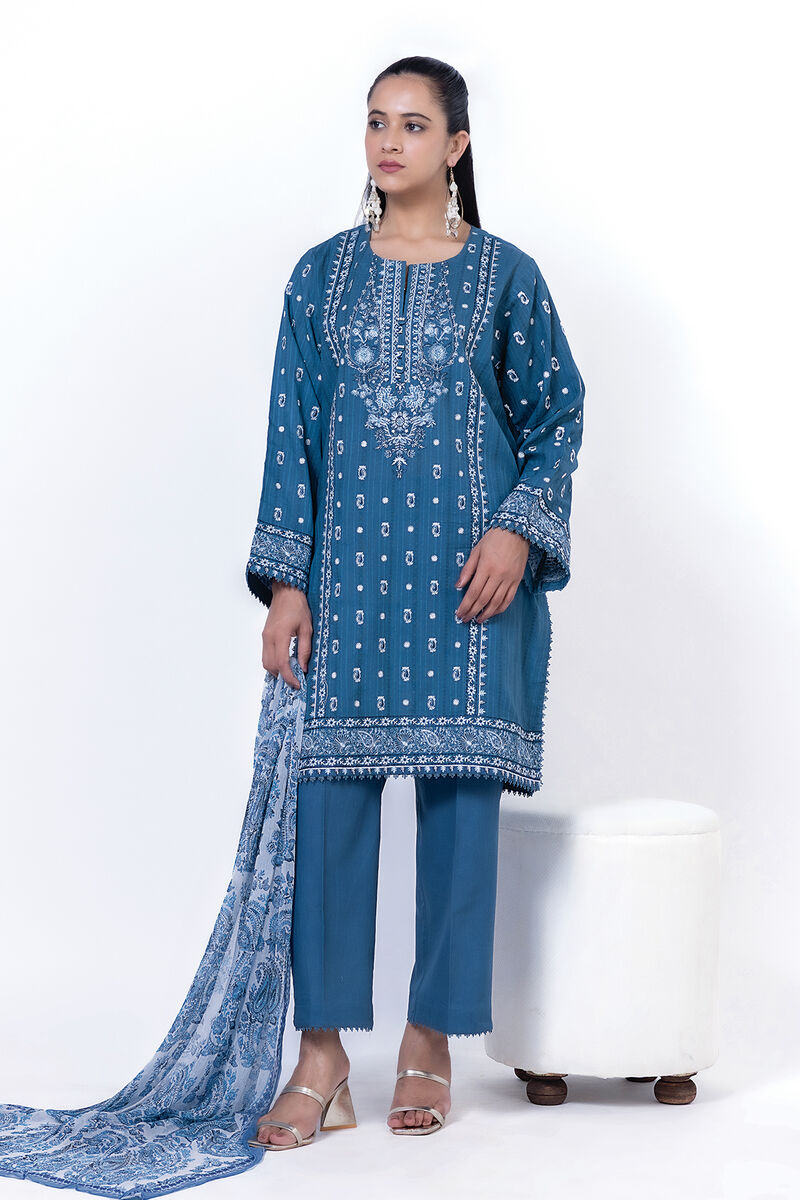 Embroidered | Textured Cotton | Tailored 3 Piece | USD 35.00