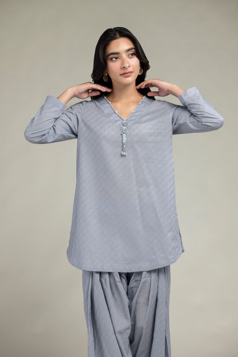 Dyed | Cotton Dobby | V-Neck Cotton Kurta | USD 35.00