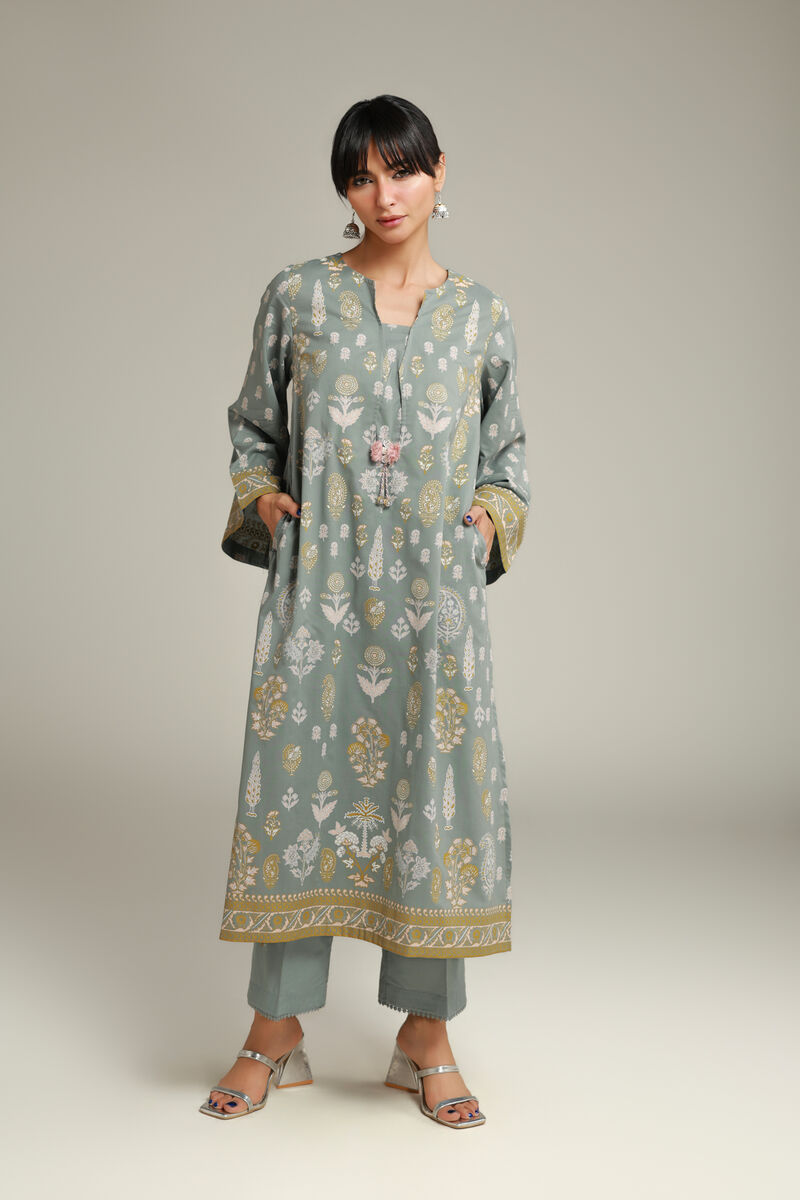 Printed | Cambric | Mint Cambric Kurta | USD 35.00