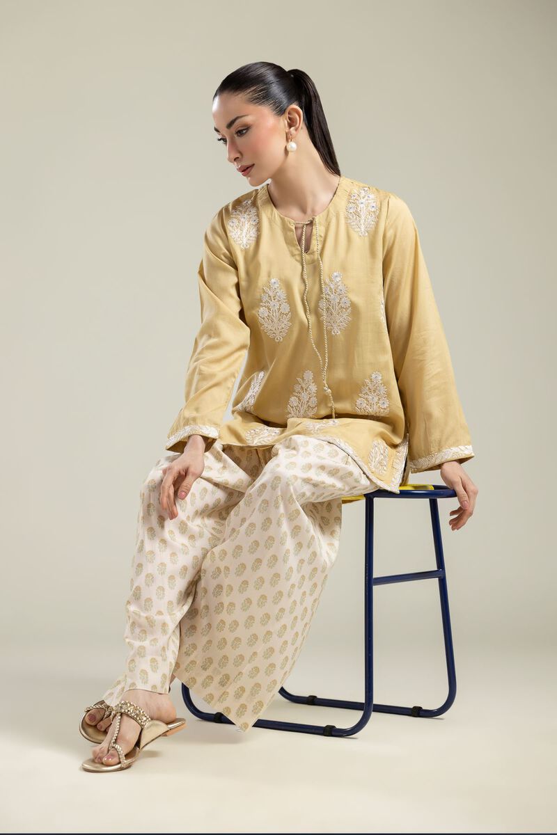 Embroidered | Textured Weave | Floral Embroidered Kurta | USD 40.00
