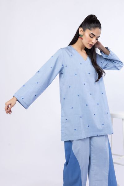 Embroidered | Crosshatch Poplin | Kurta | USD 25.00