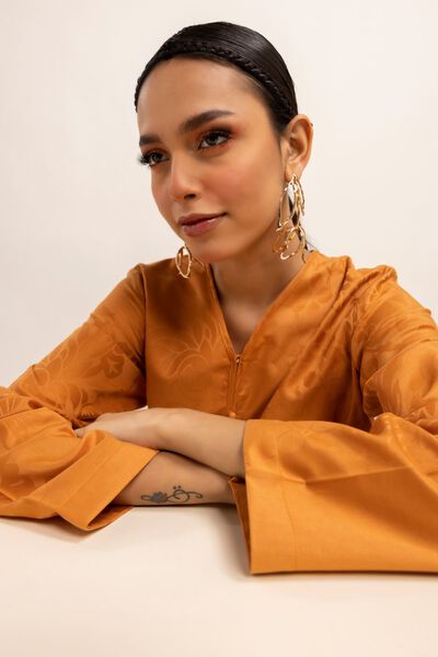 Contemporary Kameez, MUSTARD, hi-res