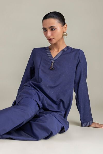 Dyed | Mesuri Silk | Solid V-Neck Kurta | USD 35.00