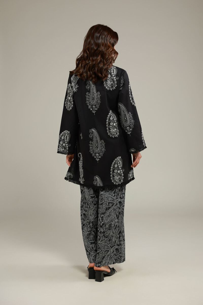 Embroidered | Cotton Crinkle | Paisley V-Neck Kurta | USD 40.00