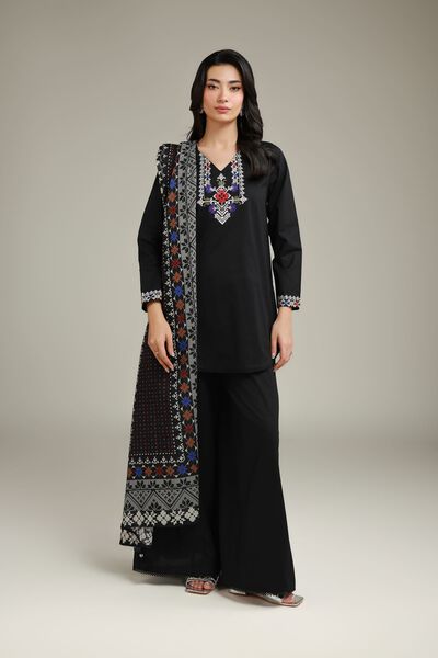 Embroidered | Cambric | Black Solid Pants | USD 30.00