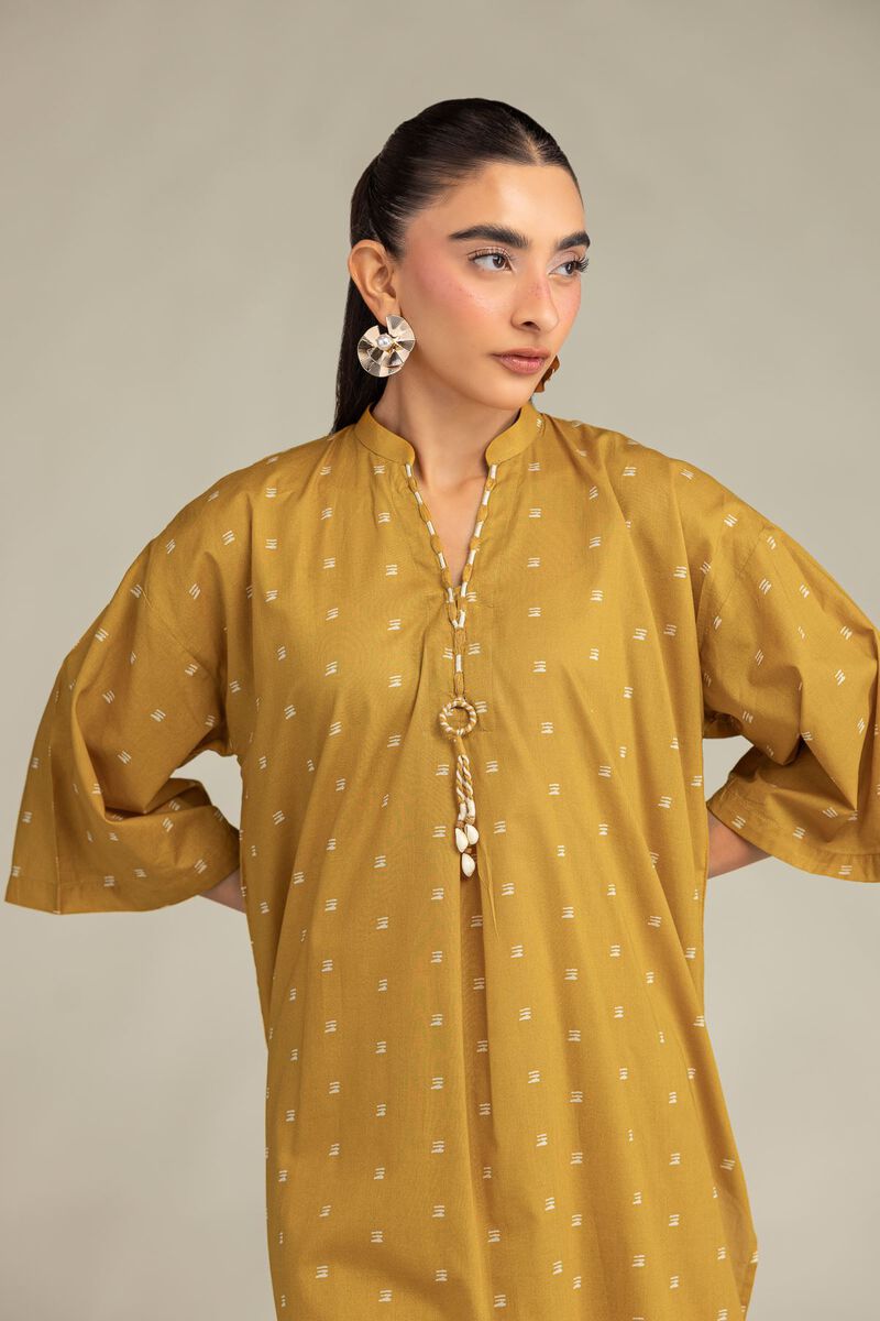Printed | Cambric | Long Mustard Kurta | USD 35.00
