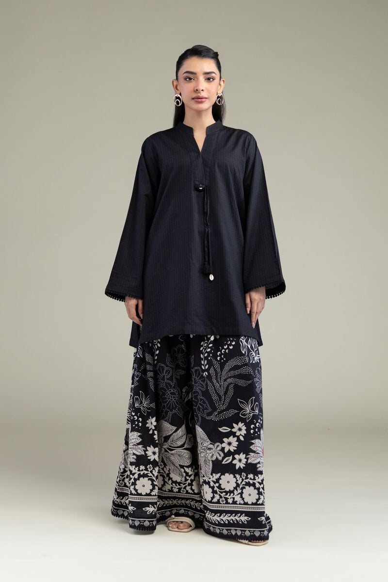 Printed | Cotton Dobby | Black Cotton Kurta | USD 30.00
