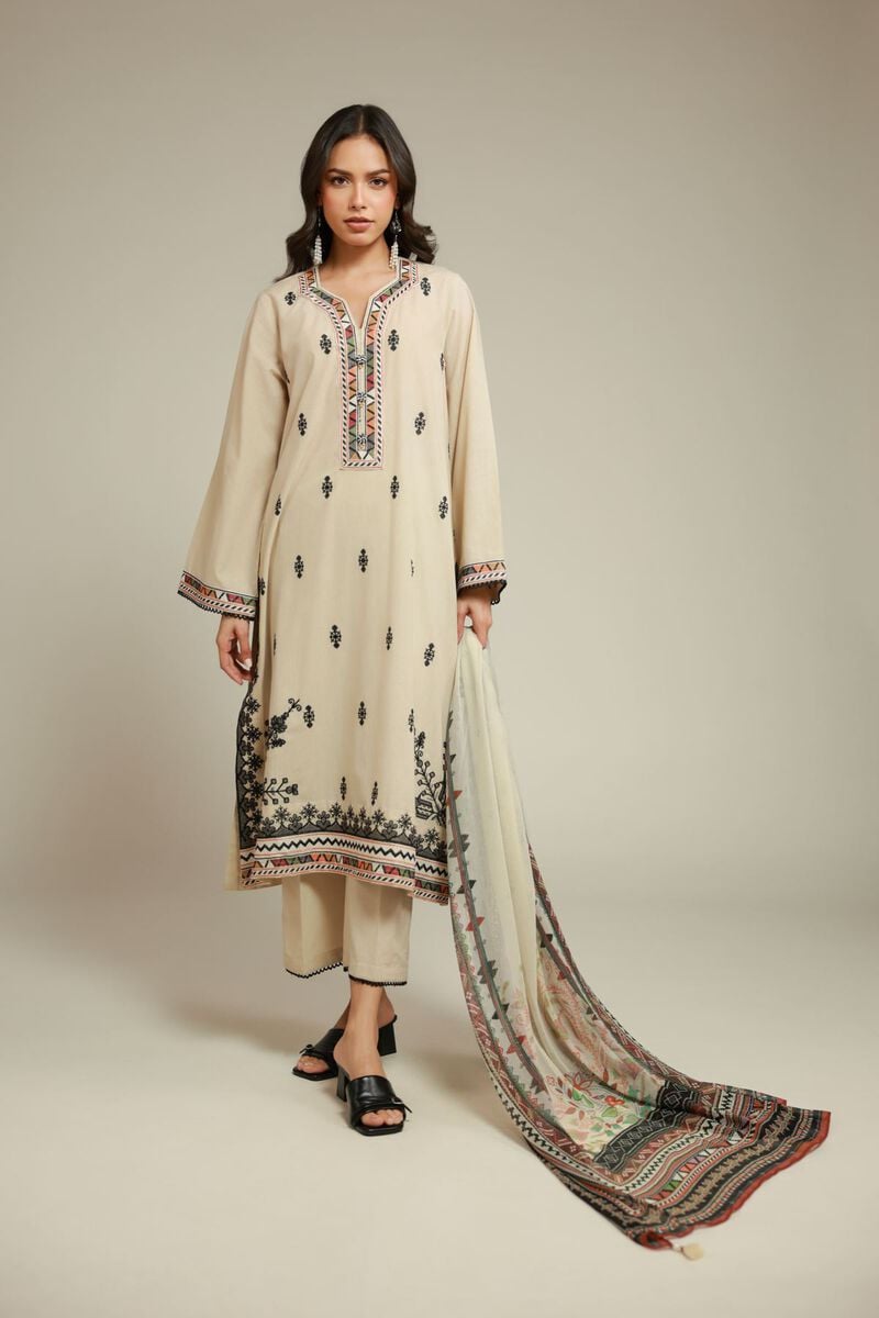 Embroidered | Cambric | Tailored 3-Piece Set | USD 70.00