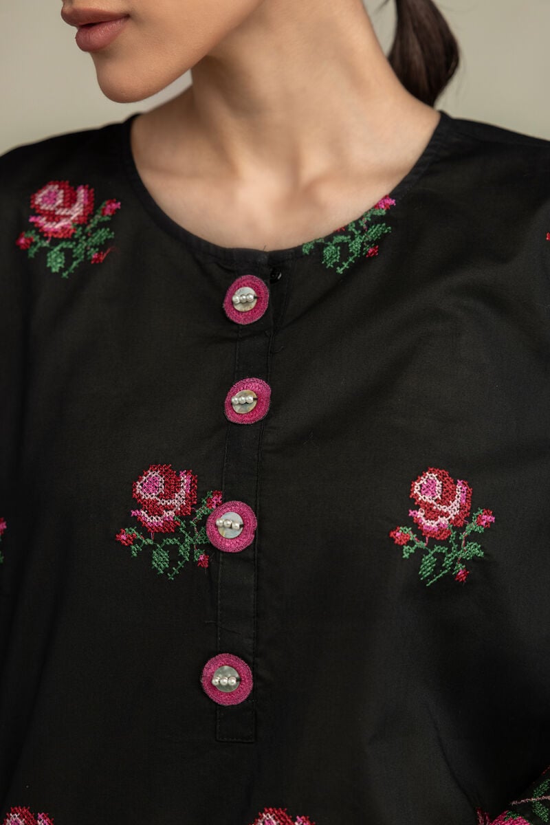 Embroidered | Cambric | Black Cambric Kurta | USD 45.00