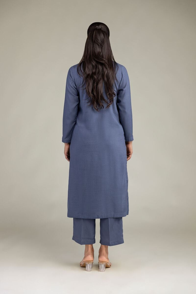 Dyed | Raw Silk | Longline V-Neck Kurta | USD 35.00