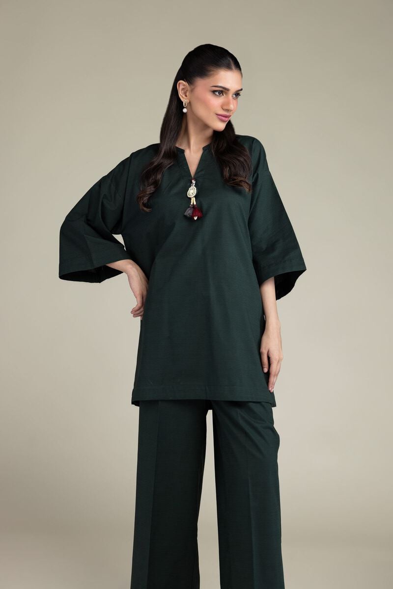 Dyed | Textured Cotton Viscose | V-Neck Cotton Kurta | USD 35.00