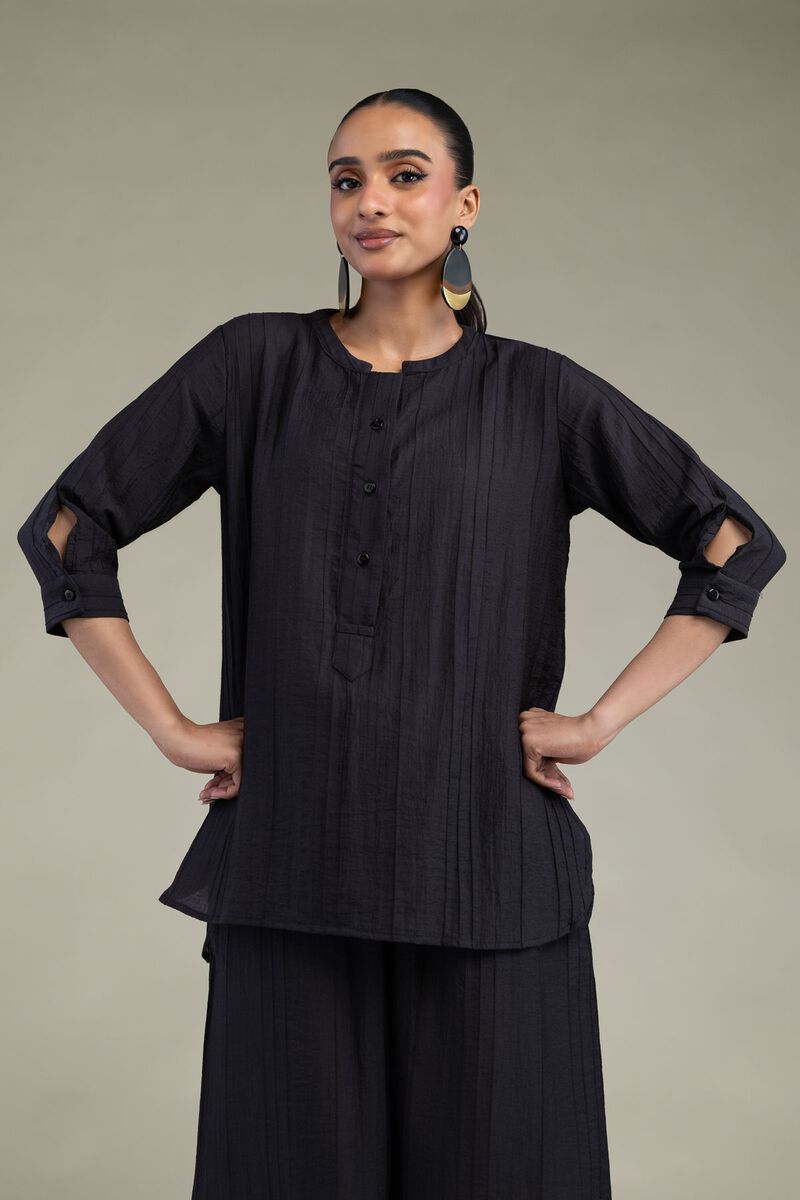 Dyed | Blended Crinkle | Black Crinkle Tunic | USD 40.00