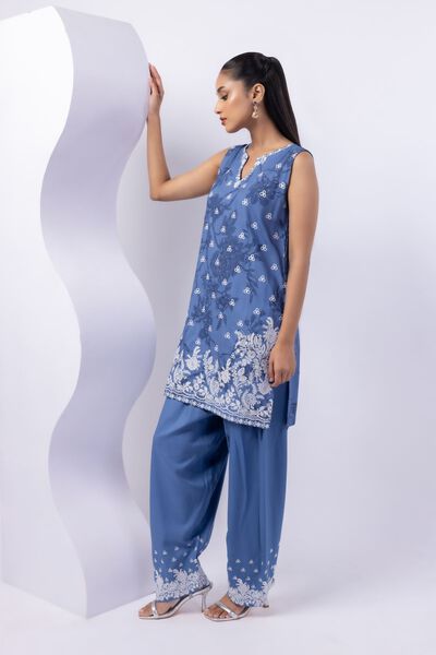 Embroidered | Crosshatch Raw Silk | Pants | USD 30.00