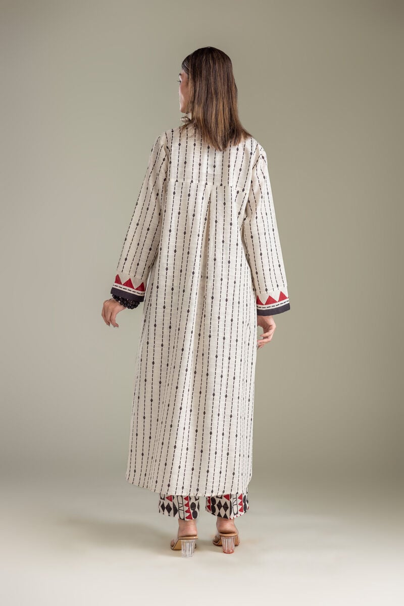 Printed | Light Khaddar | Off-White Khaddar Kurta | USD 40.00