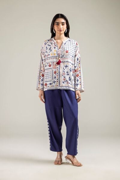 Embroidered | Viscose Crepe | Trousers | USD 30.00