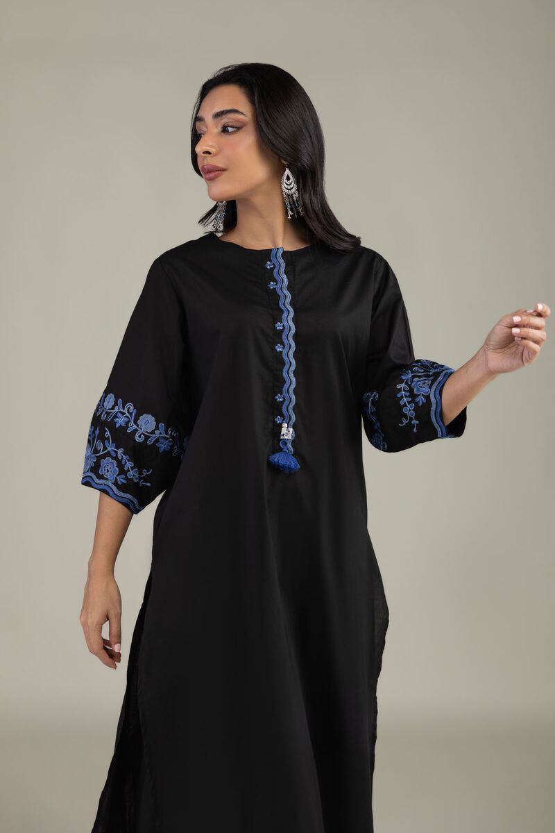 Embroidered | Cambric | Black Cambric Kurta | USD 40.00