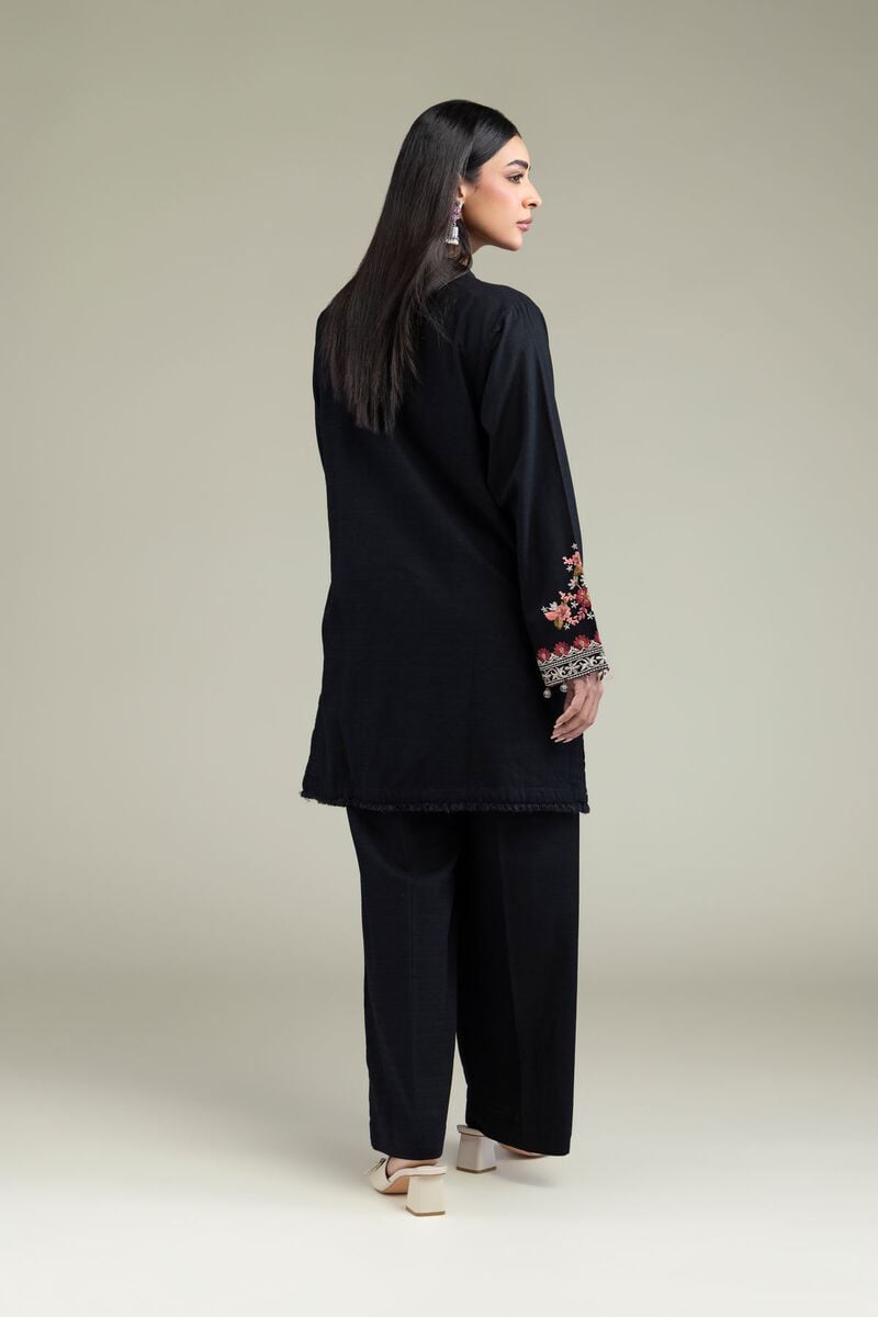 Embroidered | Cotton Dobby | Black Cotton Kurta | USD 40.00