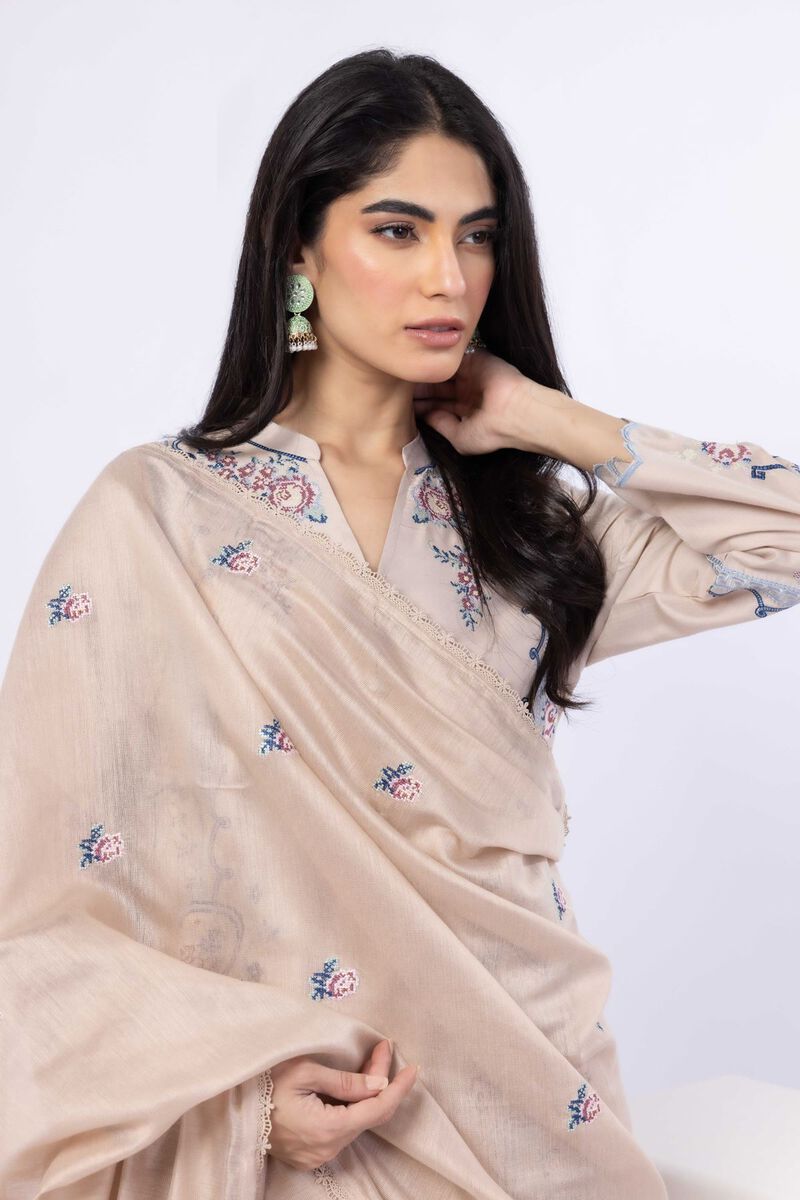 Embroidered | Cotton Net YD with White/Black Warp | Dupatta | USD 9.00