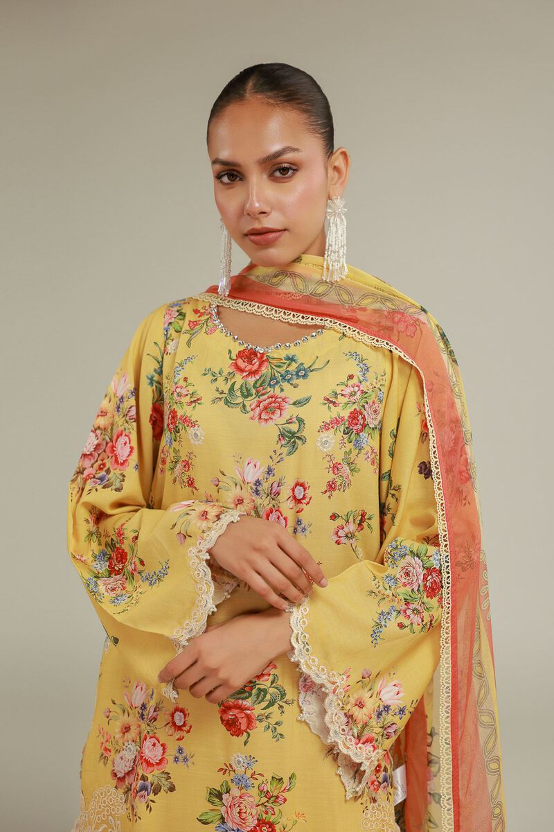 Embroidered | Chiffon | Floral Lace Dupatta | USD 35.00