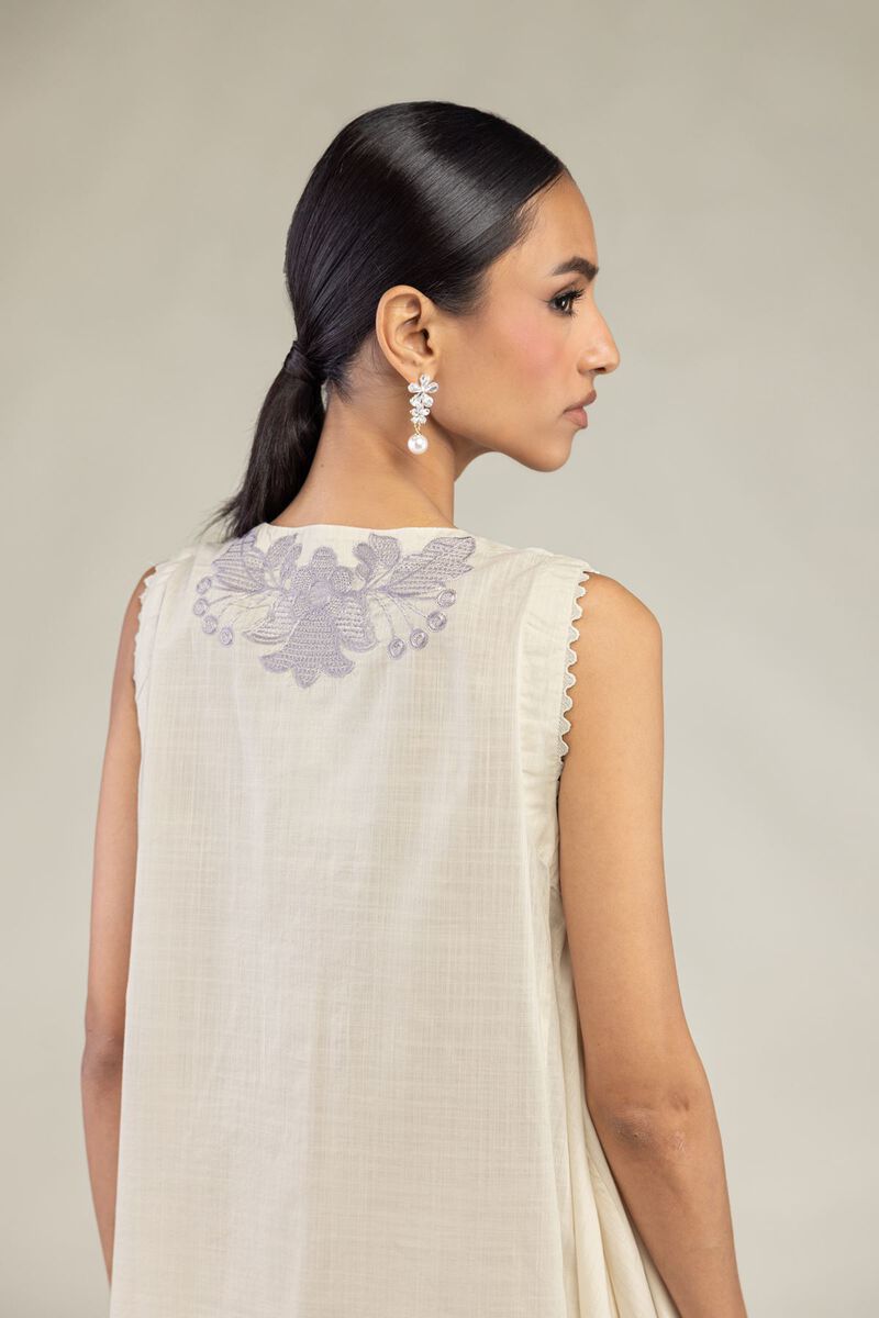 Textured Cotton | Embroidered | Floral Sleeveless Kurta | USD 40.00