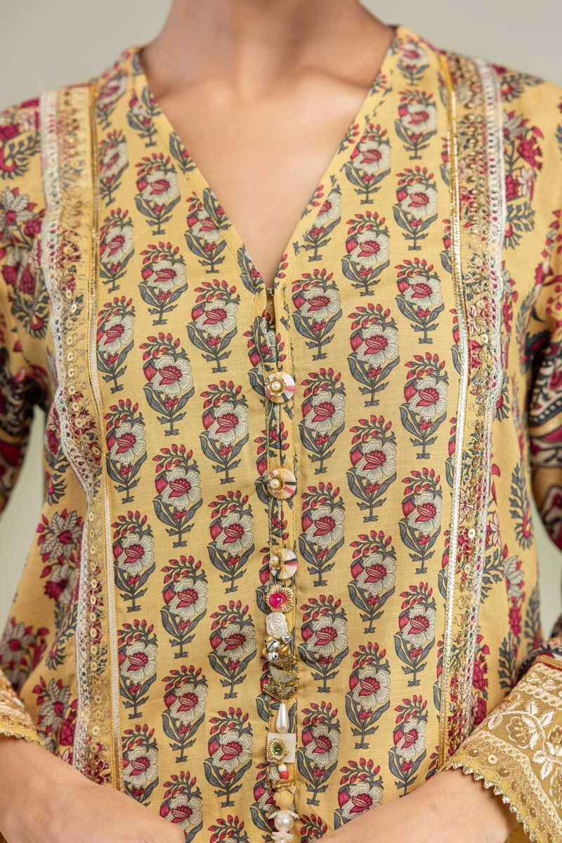Embroidered | Raw Silk | Floral Silk Kurta | USD 60.00