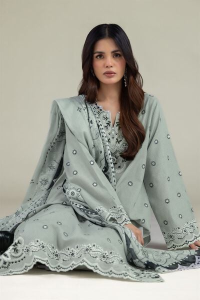 Embroidered | Cotton Dobby | 3-Piece Tailored Set | USD 80.00