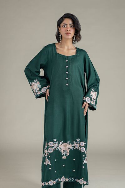 Embroidered | Heavy Blended Viscose | Floral Longline Kurta | USD 40.00