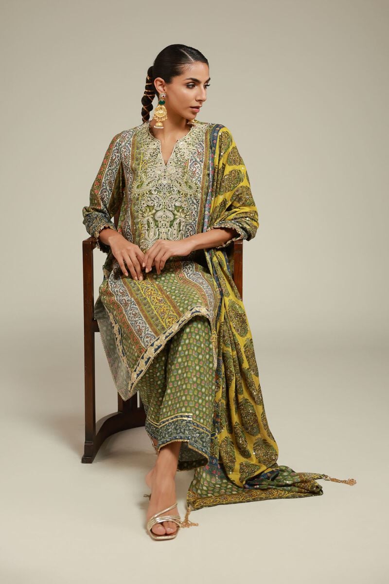 Embroidered | Raw Silk | 3 Piece Co-ord Set | USD 145.00