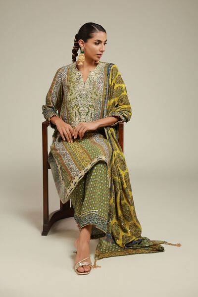 Embroidered | Raw Silk | 3 Piece Co-ord Set | USD 145.00