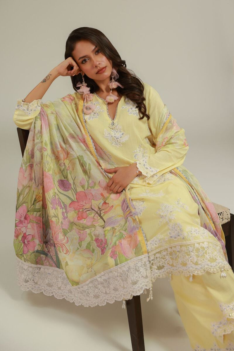 Embroidered | Raw Silk | Floral Kurta 3-piece | USD 155.00