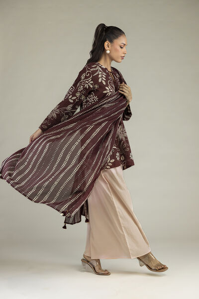Printed | Voile | Brown Printed Dupatta | USD 25.00