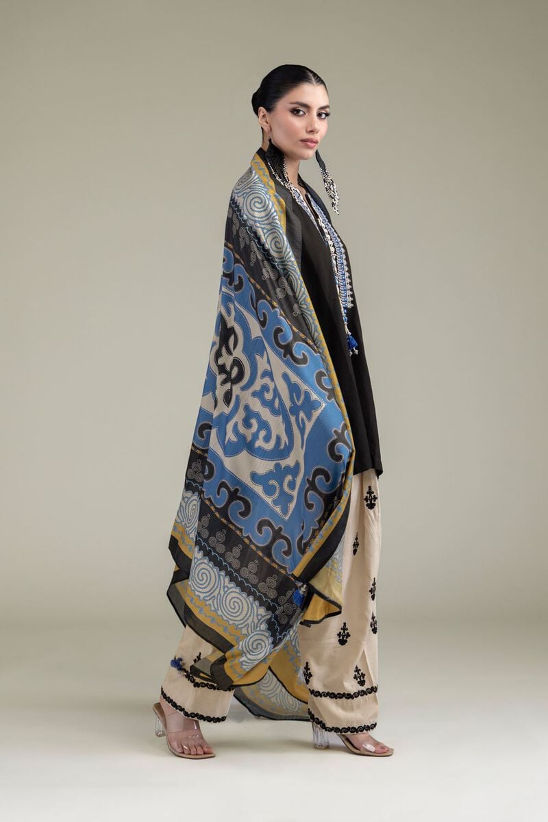 Embroidered | Polyester Silk | Geometric Silk Dupatta | USD 30.00