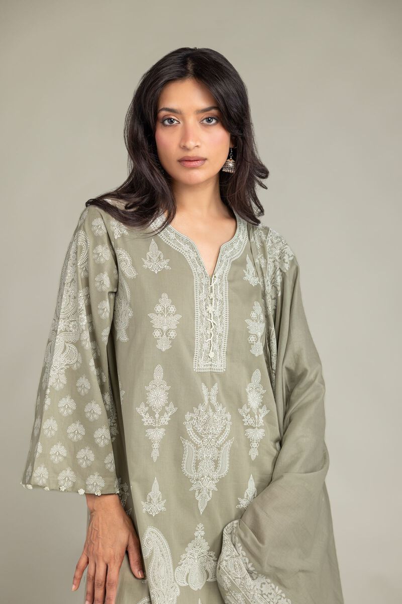 Lawn | Olive Lawn Dupatta | USD 30.00
