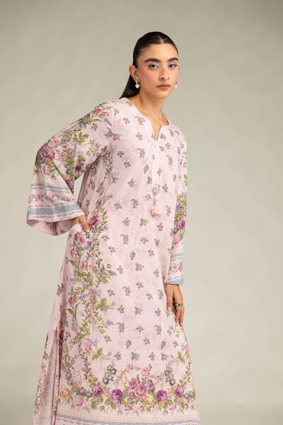 Printed | Raw Silk | Pink Silk Kurta | USD 45.00