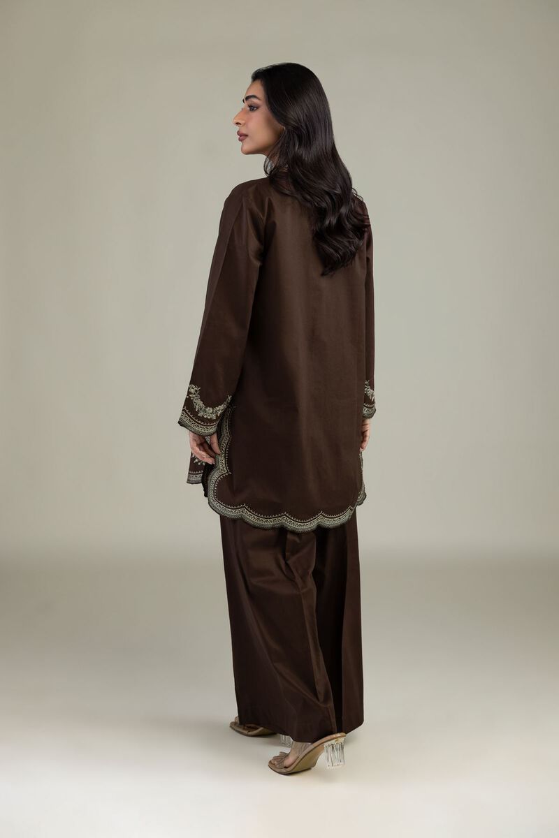 Embroidered | Cambric | Short Brown Kurta | USD 40.00