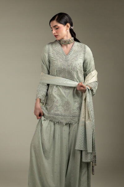 Embroidered | Raw Silk | 3-Piece Co-ord Set | USD 210.00