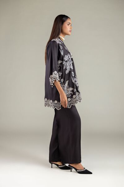 Embroidered | Raw Silk | Solid Regular Pants | USD 35.00