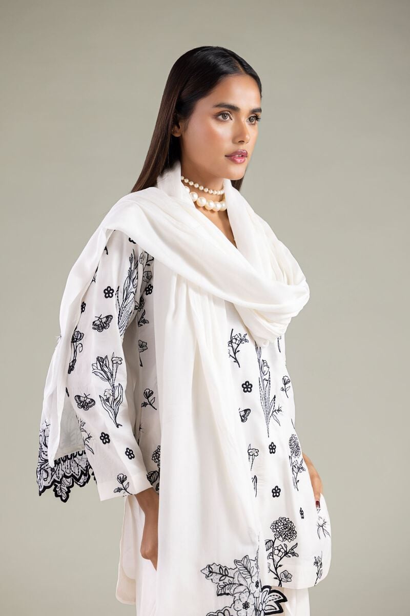 Embroidered | Raw Silk | Floral Threadwork Dupatta | USD 45.00