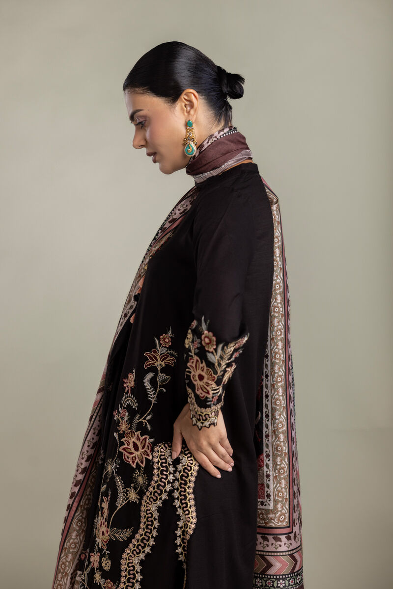 Printed | Polyester Silk | Floral Black Dupatta | USD 35.00