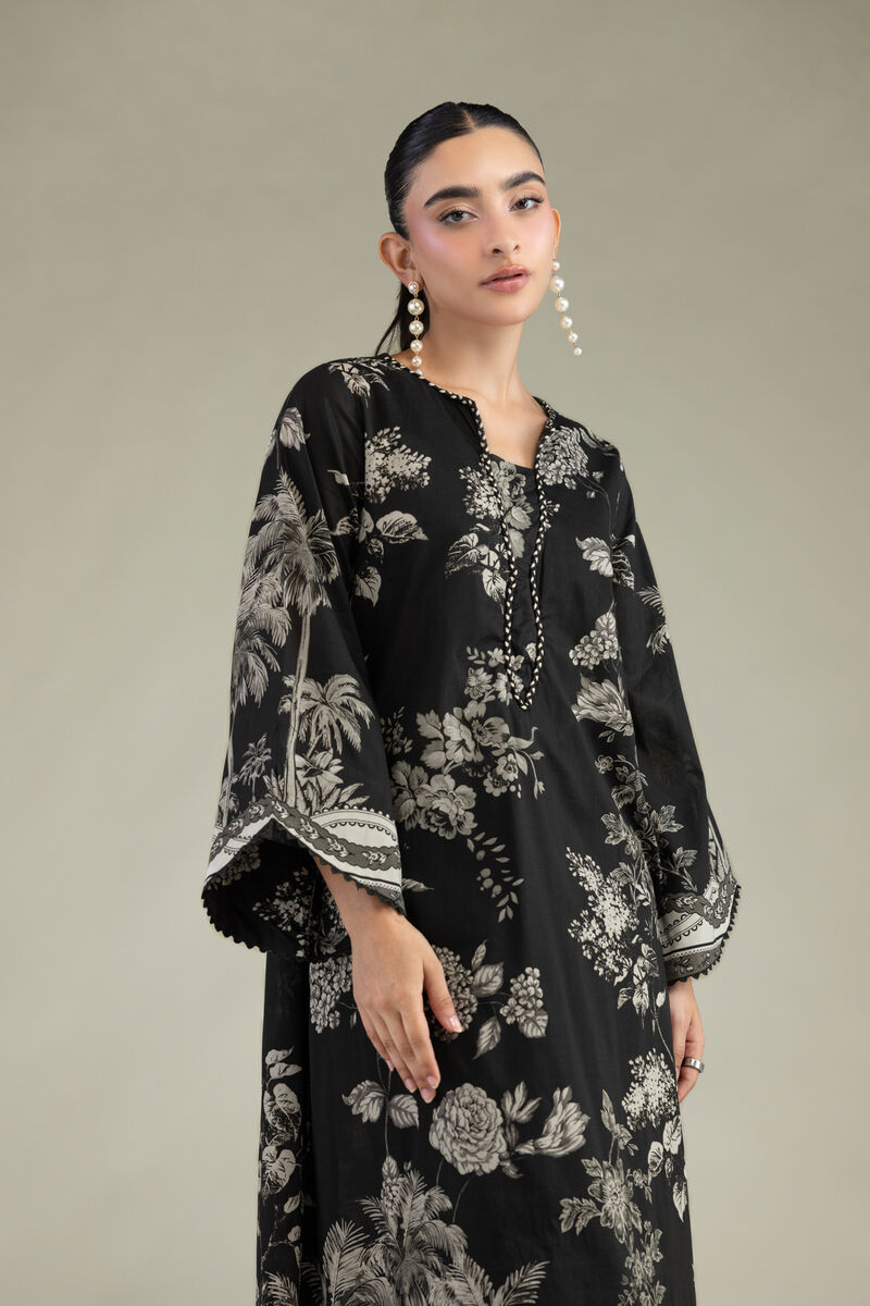 Printed | Cambric | Long Black Kurta | USD 45.00