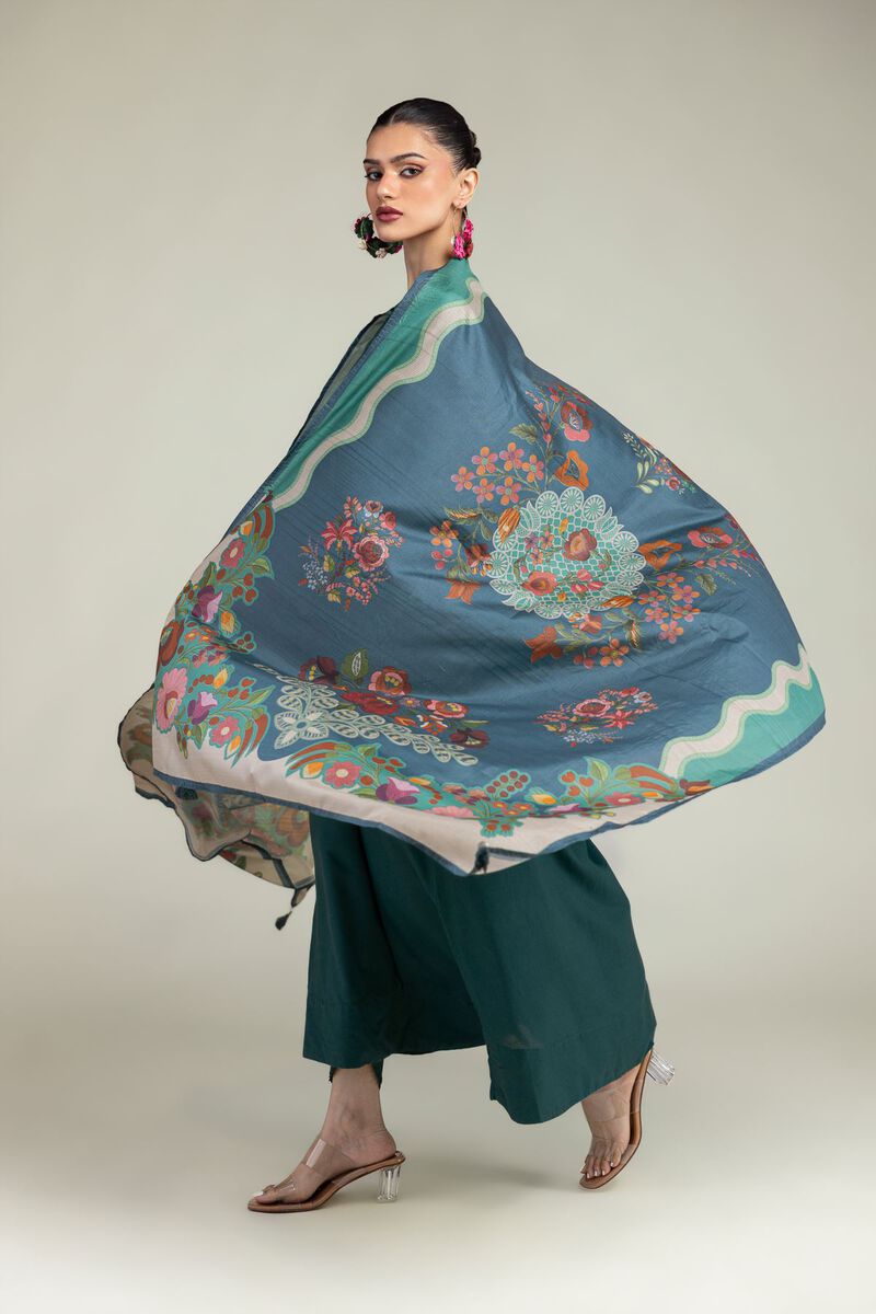 Embroidered | Polyester Silk | Floral Silk Dupatta | USD 30.00