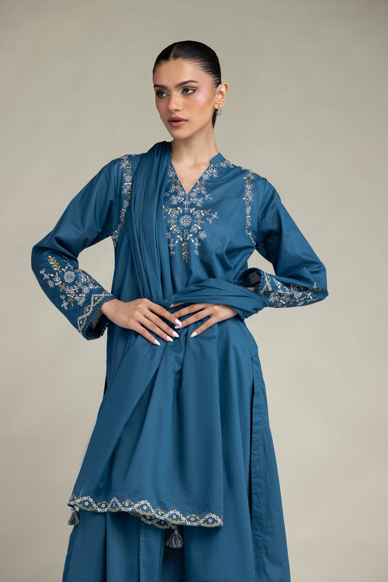 Embroidered | Lawn | Blue Lawn Dupatta | USD 30.00
